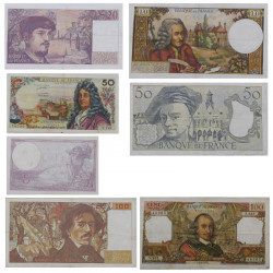 France 7 billets de banque anciens.