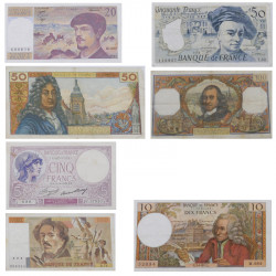 France 7 billets de banque anciens.