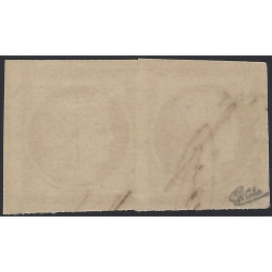 Cérès timbre de France N°5a paire horizontale oblitéré grille sans fin.