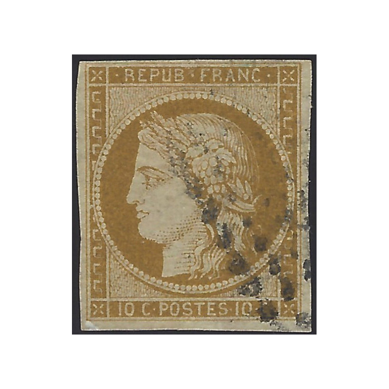 Cérès timbre de France N°1a bistre-brun oblitéré.
