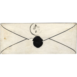Cérès non dentelé N°1 oblitéré grille sur enveloppe de deuil 1851.