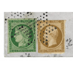 Cérès N°2 et Présidence N°9 oblitérés sur pli de Paris 1853, R.
