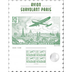 Affiche Avion survolant Paris - Bloc de 4 timbres N°AFF98A.