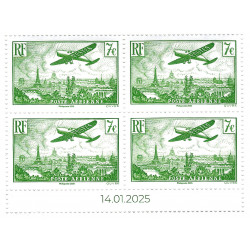 Affiche Avion survolant Paris - Bloc de 4 timbres N°AFF98A.