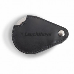 Loupe de poche pliable avec étui en cuir véritable.