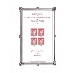 Feuillet de 4 timbres Centenaire Expo Internationale Salon Paris F5860 neuf**.