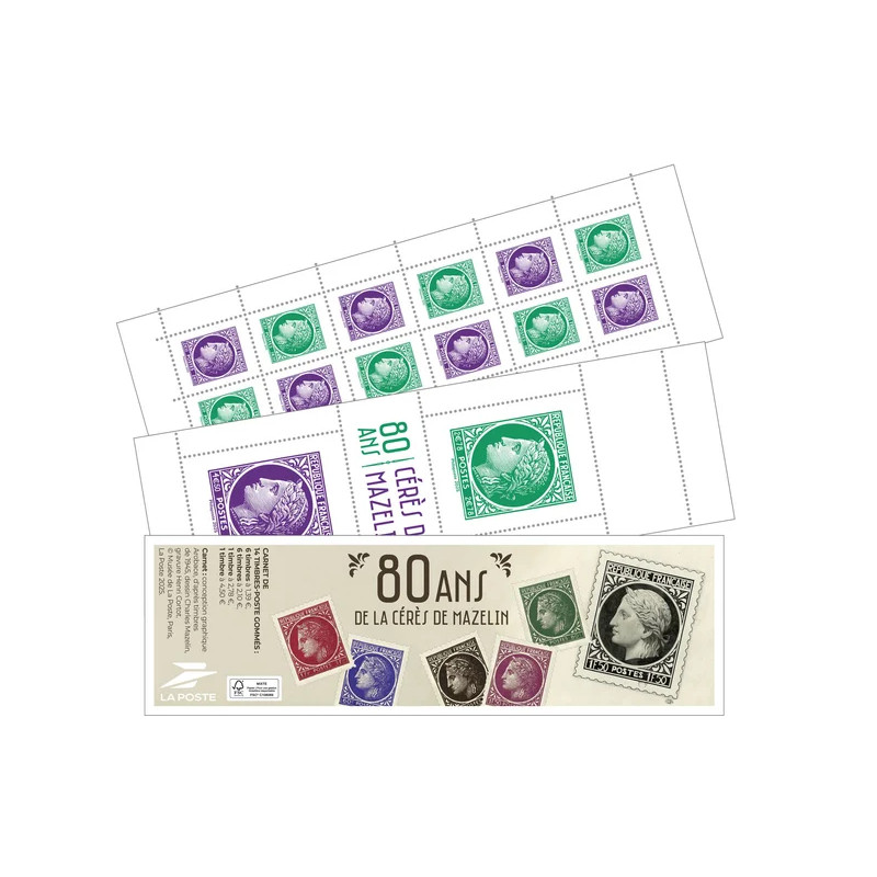 Carnet mixte de 14 timbres 80 ans de Cérès de Mazelin N°1536.