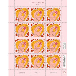 Feuillet de 12 timbres Cœur Hermé olfactifs N°5845 neuf**.