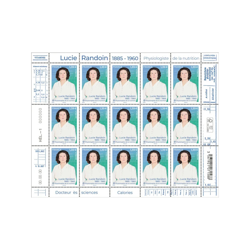 Timbre Lucie Randouin en feuillet de France N°F170 neuf**.