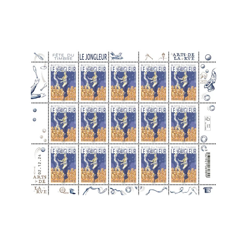 Timbre Arts de la rue - Jongleur en feuillet de France N°F172 neuf**.