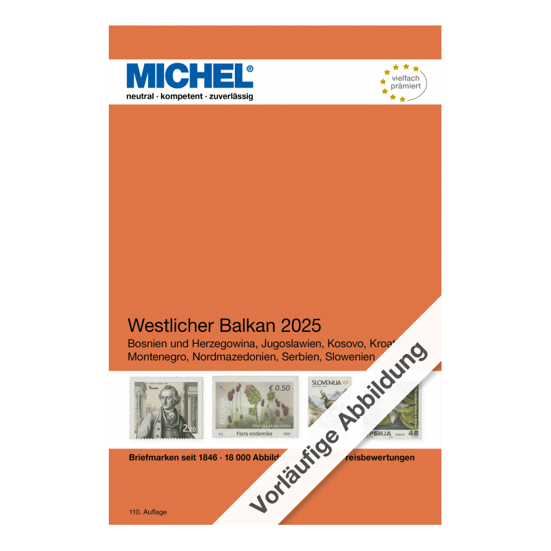 Catalogue de cotation Michel timbres des Balkans de l'ouest 2025.