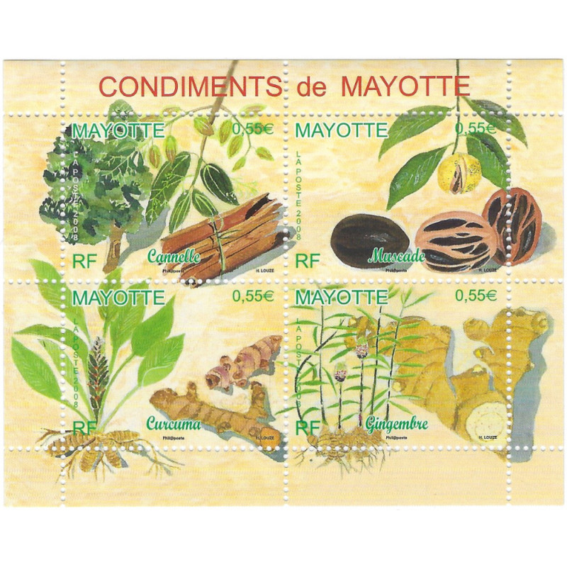Les condiments timbres de Mayotte N°210-213 série neuf**.