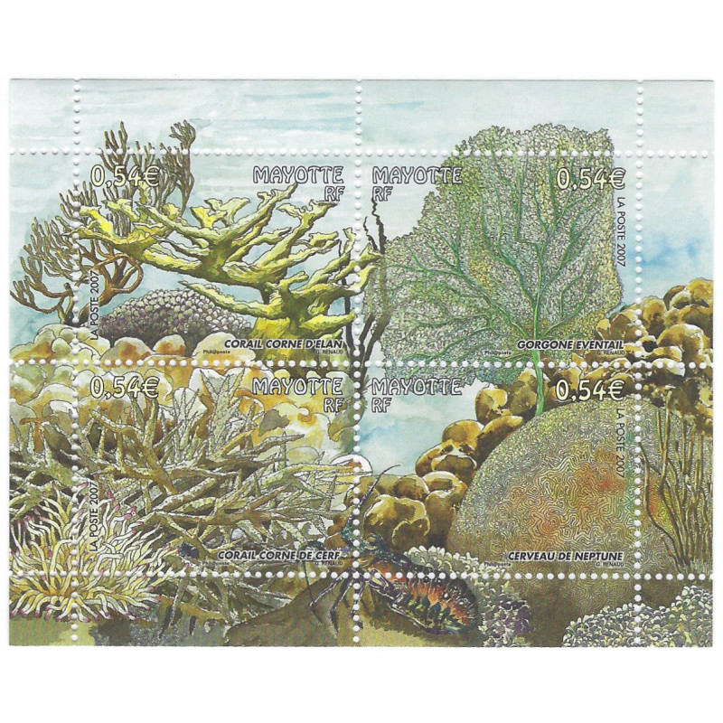 Coraux timbres de Mayotte N°200-203 série neuf**.