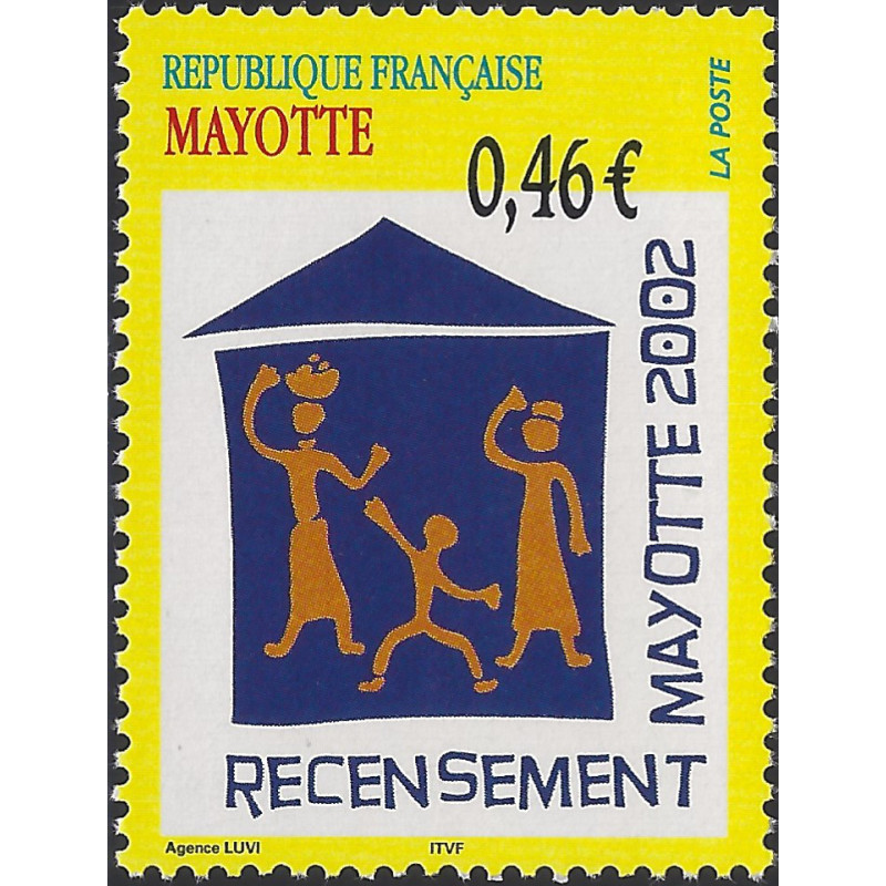 Recensement timbre de Mayotte N°132 neuf**.