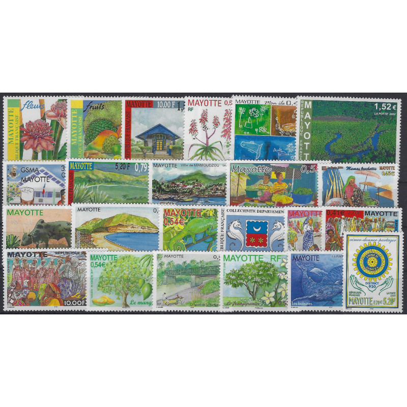Mayotte lot de 23 timbres tous différents en euro neuf**.