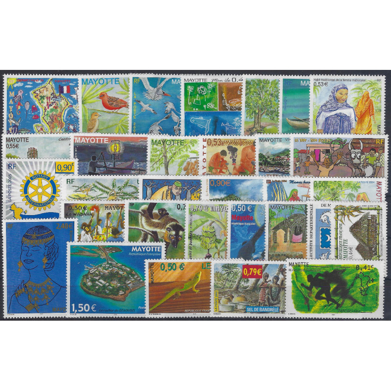 Mayotte lot de 31 timbres tous différents en euro neuf**.