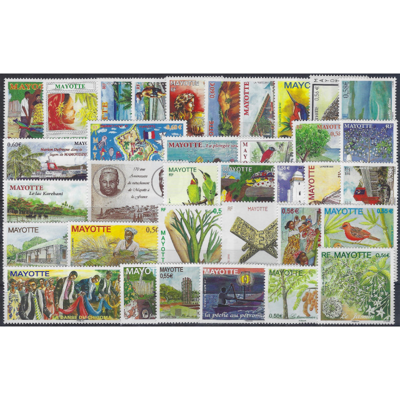 Mayotte lot de 35 timbres tous différents en euro neuf**.