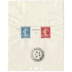 Bloc-feuillet de timbres N°2a - Strasbourg oblitéré.