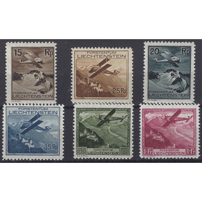 Liechtenstein timbres poste aérienne N°1-6 série neuf**.