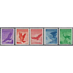 Aigle royal timbres poste aérienne de Liechtenstein N°9-13 série neuf**.