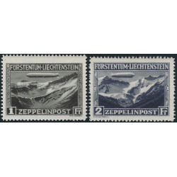 Voyage du Graff Zeppelin timbres poste aérienne de Liechtenstein N°7-8 série neuf**.
