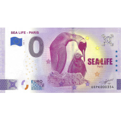 Billet Euro souvenir Sea Life Paris - Manchots 2025.