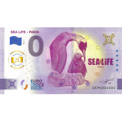 Billet Euro souvenir Sea Life Paris - Manchots 2025 édition anniversaire.