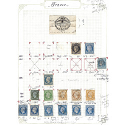 Collection timbres de France 1849-1900 oblitérés sur feuilles d'album.