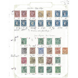 Collection timbres de France 1849-1900 oblitérés sur feuilles d'album.