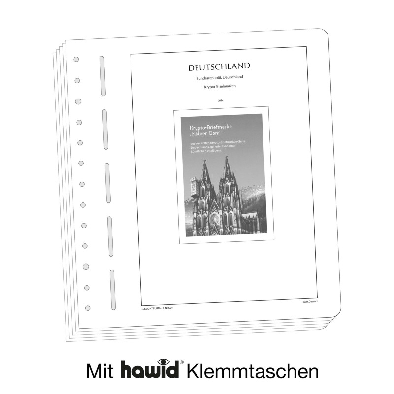 Feuilles préimprimées Leuchtturm Allemagne Crypto timbres 2024.
