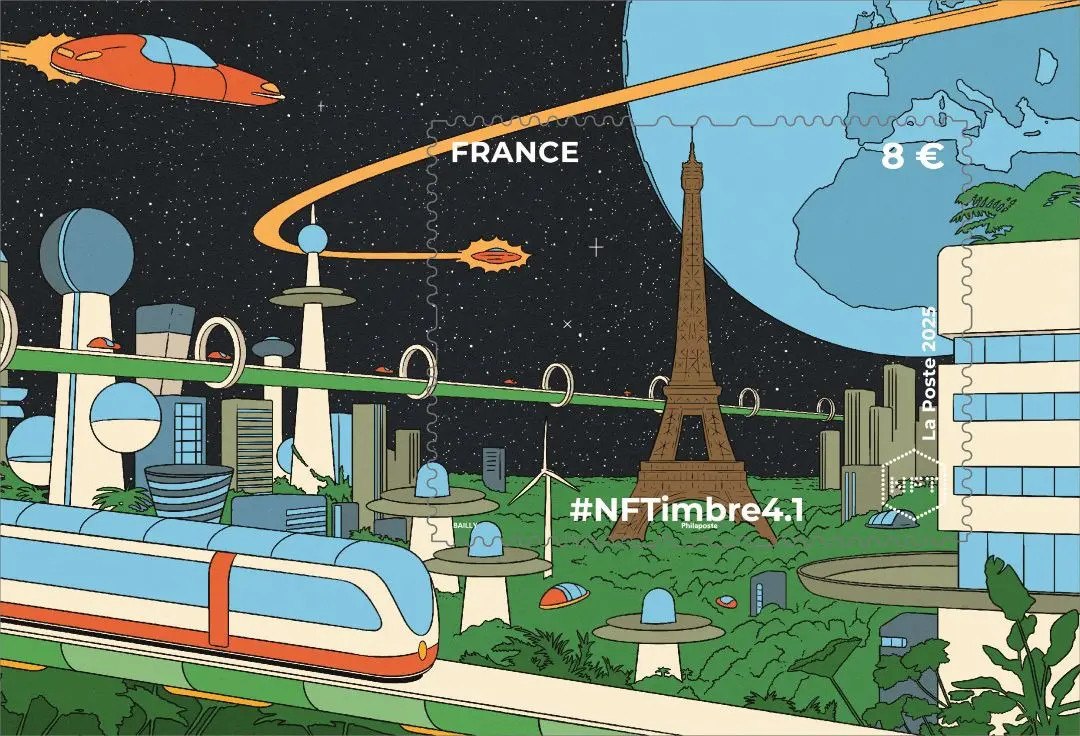 Feuillet crypto timbre N°6.1 NFTimbre4.1 Tour Eiffel bronze autoadhésif. -  Philantologie