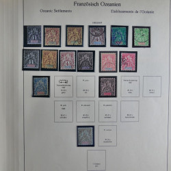 Collection timbres d'Océanie Française 1893-1942 en album.