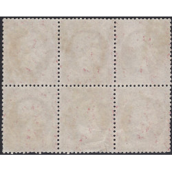 Empire dentelé timbre de France N°24a bloc de 6 oblitéré.