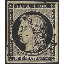 Cérès timbre de France N°3 oblitéré losange petits chiffres.