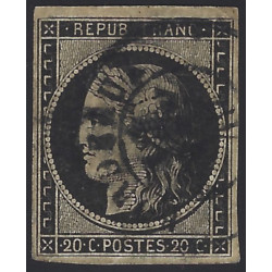 Cérès timbre de France N°3 oblitéré cachet à date.