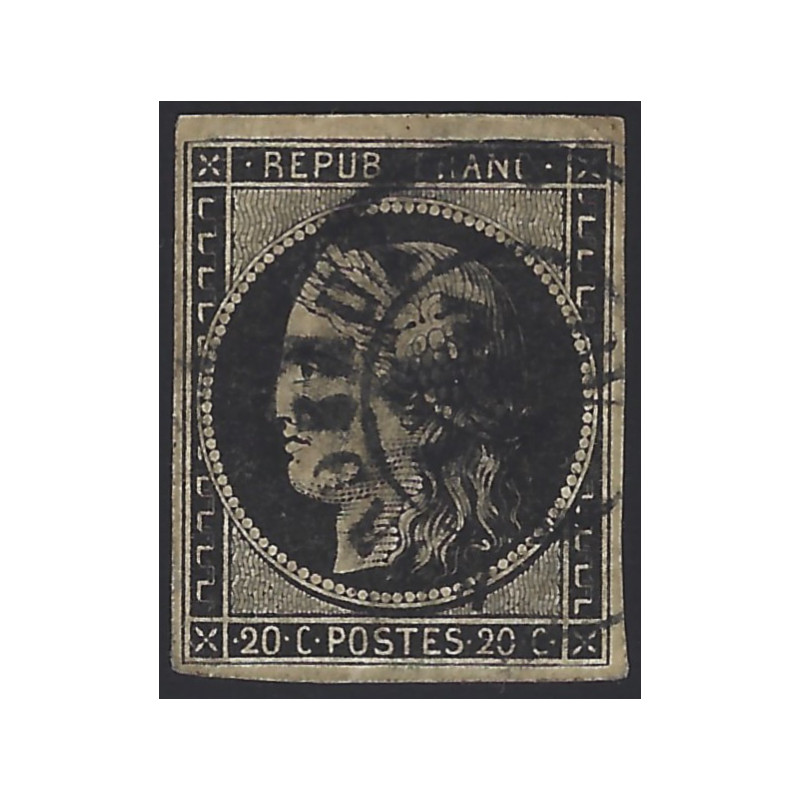 Cérès timbre de France N°3 oblitéré cachet à date.