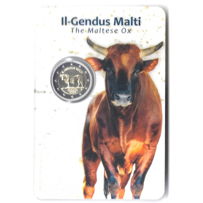 2 euros commémorative Malte 2025 coincard BU -  Le Bœuf Maltais.