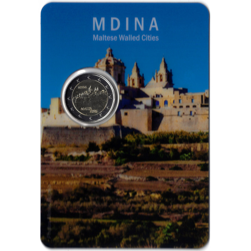2 euros commémorative Malte 2025 coincard BU - Ville Fortifiée de Mdina.