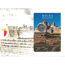 2 euros commémorative Malte 2025 coincard BU - Ville Fortifiée de Mdina.