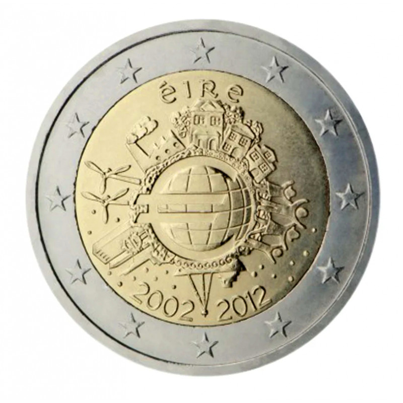 2 euros commémorative Irlande 2012 - 10 ans de l'Euro.