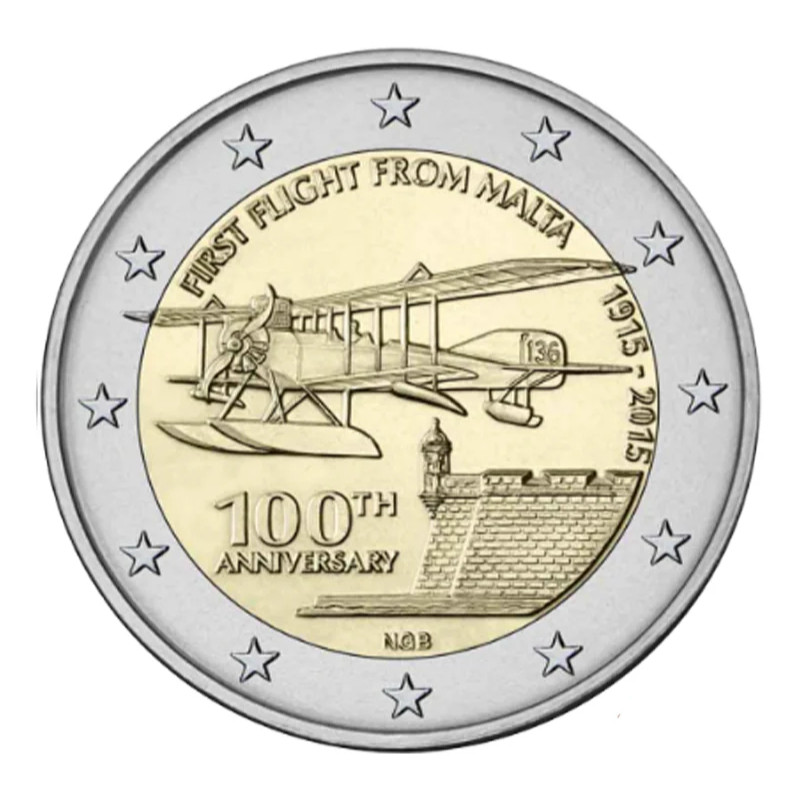 2 euros commémorative Malte 2015 - Aviation.