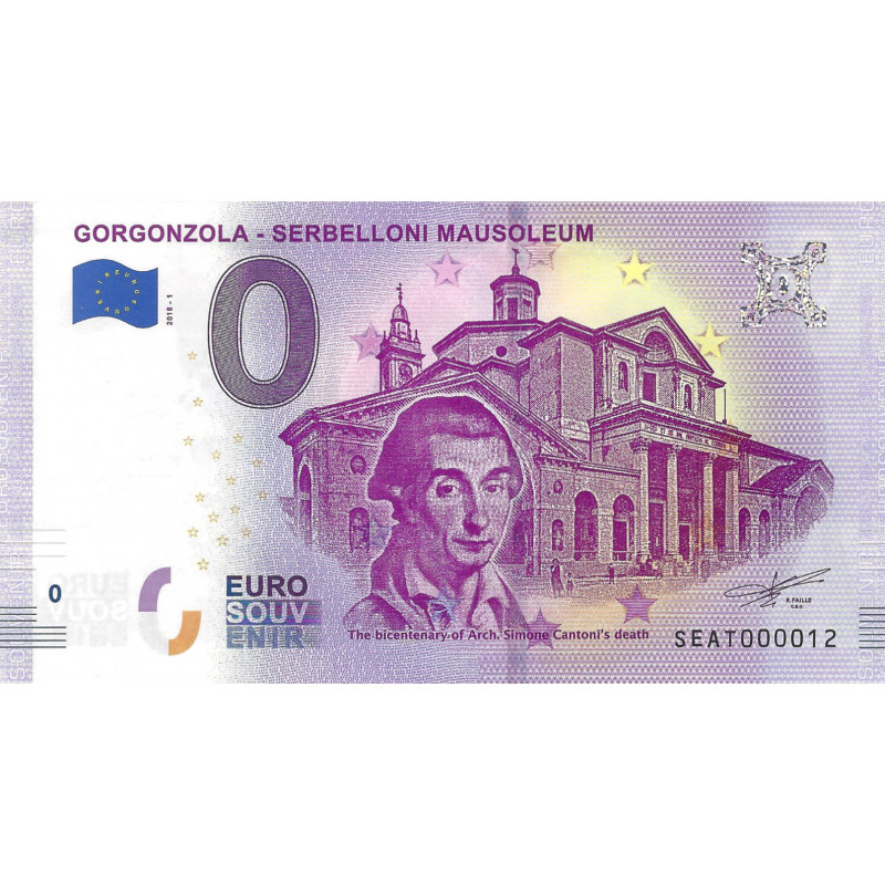 Billet Euro Souvenir 0 € – Gorgonzola – Mausolée Serbelloni – Italie – 2018.