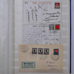 Collection spécialisée timbres de Suisse Pro Juventute 1913-1960 sur enveloppe.
