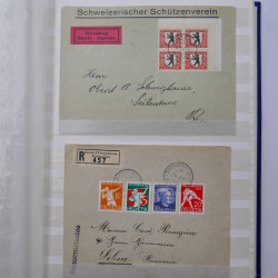 Collection spécialisée timbres de Suisse Pro Juventute 1913-1960 sur enveloppe.