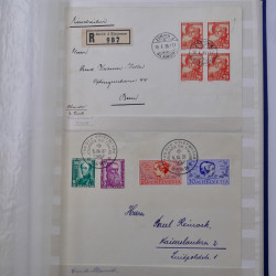 Collection spécialisée timbres de Suisse Pro Juventute 1913-1960 sur enveloppe.