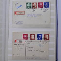 Collection spécialisée timbres de Suisse Pro Juventute 1913-1960 sur enveloppe.