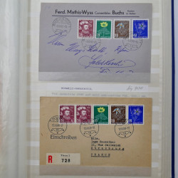 Collection spécialisée timbres de Suisse Pro Juventute 1913-1960 sur enveloppe.