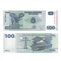 Congo billet de banque 100 francs neuf - Eléphant.