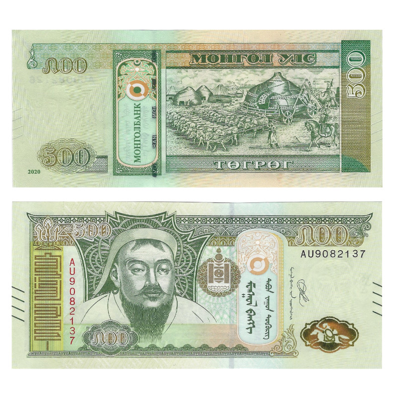 Mongolie billet de banque 500 Tögrög neuf - Gengis Khan.