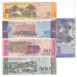 Venezuela série de 5 billets de banque neufs.